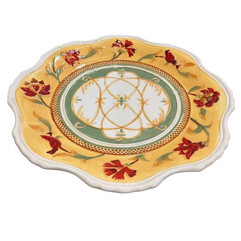 Fitz & Floyd Bellacara Oval Serving Platter Hand Painted Floral Bird 14” - Picture 2 of 7